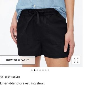 NWT J. Crew black linen drawstring shorts